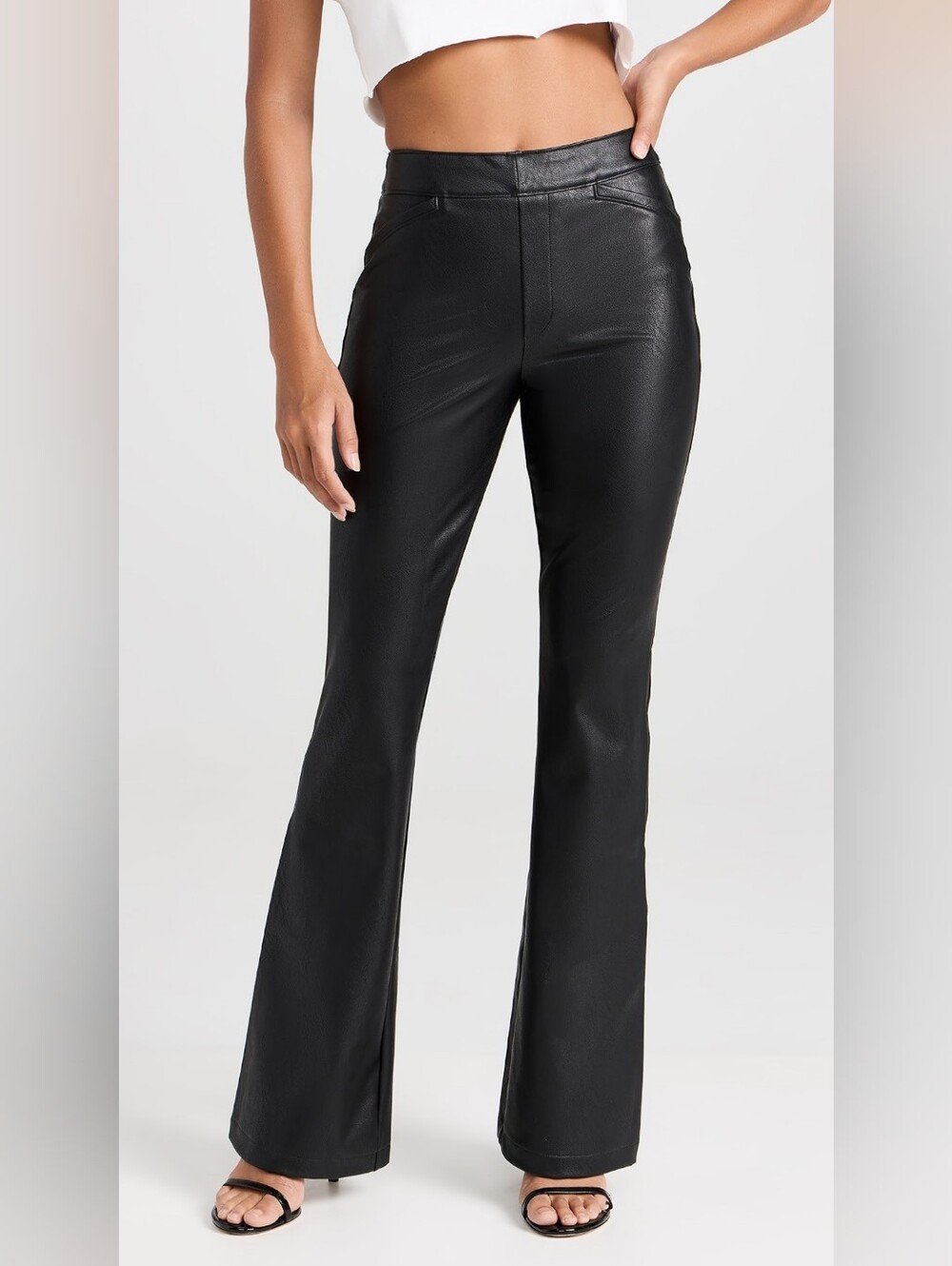 Spanx Black Faux Leather Flare Pants - Women XSmall Petite